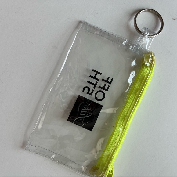 Saks off 5th Clear & Neon Zipper Keychain Pouch - Compact & Stylish - Picture 3 of 6